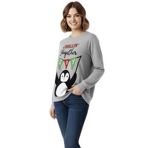 Holiday Time Christmas Long Sweater Pequin Medium Graphic Chillin Together Joy